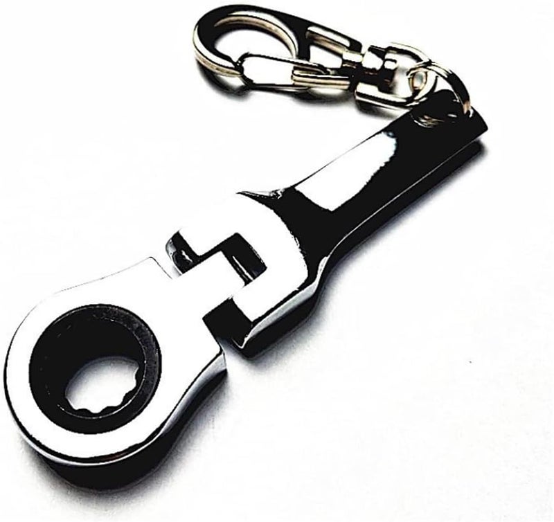 SaiDian 1Pcs 10mm Ratcheting Wrench Key Chains Portable Ratchet Wrench Keychain Key Ring Flex Head Mini Hardware Tool - Image 4